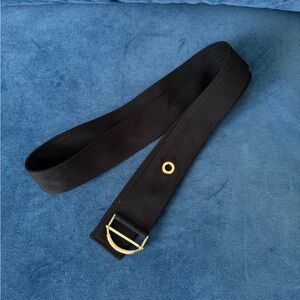 CHLOÉ navy‎ blue fabric belt w/Gold  signature D ring cinch close.